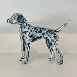 Dalmation dog shelfie featuring painted artwork encased in a thick clear freestanding block on white background