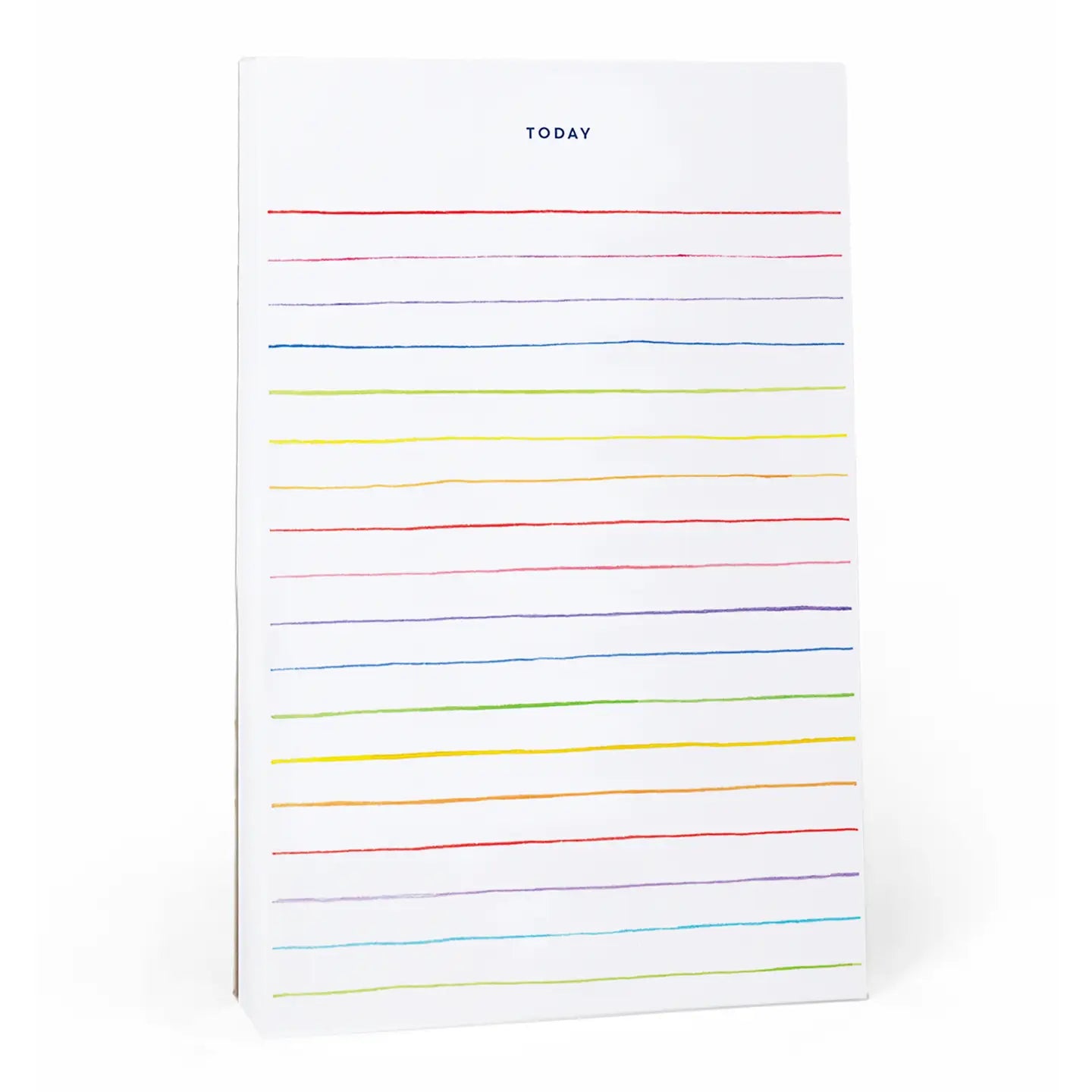 Notepad with colorful lines on a white background