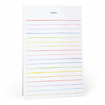 Notepad with colorful lines on a white background
