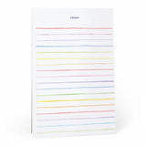 Notepad with colorful lines on a white background