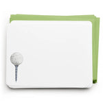 Set of greeting cards with golf ball and tee design on a white background