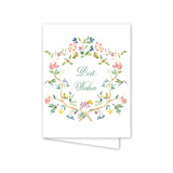 Greeting card with floral design and 'Best Wishes' text on a white background