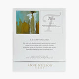 Packaging of A-Z Scripture Cards by Anne Neilson Home with angel illustration and text.