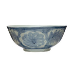 Ceramic bowl with blue floral patterns on a white background