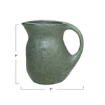 measurements Quart Stoneware Pitcher, Reactive Glaze, Matte Teal