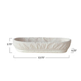 bread proofing basket with dimensions labeled on a white background