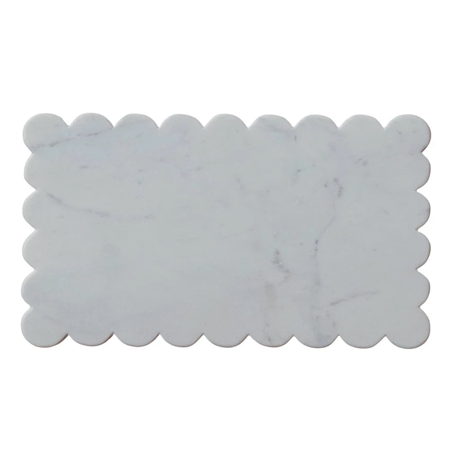 white marble scalloped cutting/cheese board