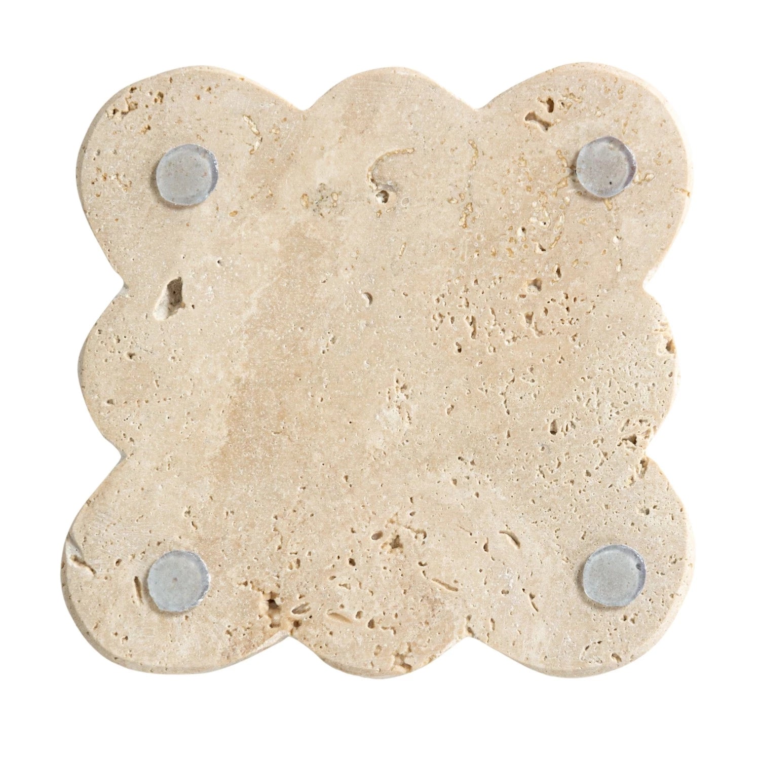back view of travertine scalloped coaster