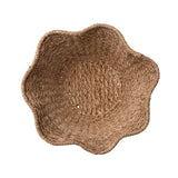 Top of a Woven brown bowl on a white background
