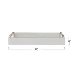 white lacquer tray with gold accents on a white background 
