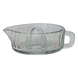 clear glass pressed juicer with handle and pour spout