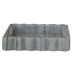 square grey marble tray with scalloped edge 
