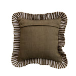 Brown pillow with striped design on a white background