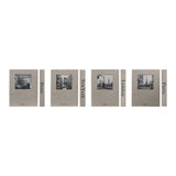 Set of four decorative boxes designed to look like books with city names on a white background