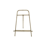 Brass metal easel on a white background
