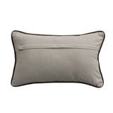 Gray pillow with brown trim on a white background