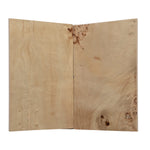 Two wooden panels with natural grain and texture on a white background