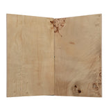 Two wooden panels with natural grain and texture on a white background