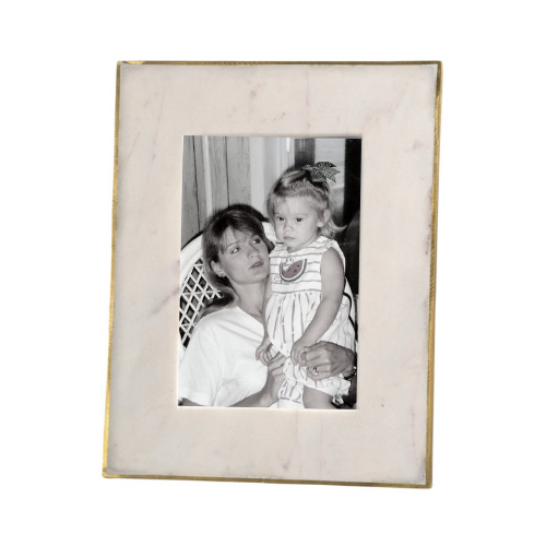 white marble picture frame, gold detail
