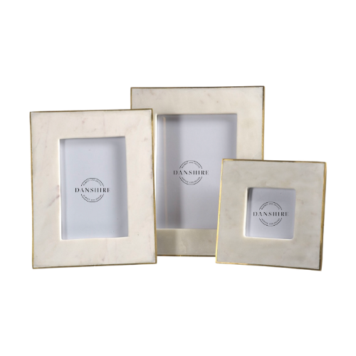 white marble picture frame, gold detail, multiple sizes