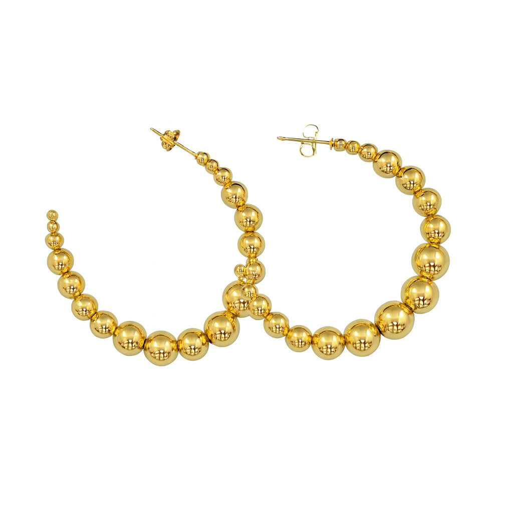 14K gold-dipped beaded hoop earrings