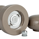 enamel salt/pepper grinder gray , showing underneath of tool