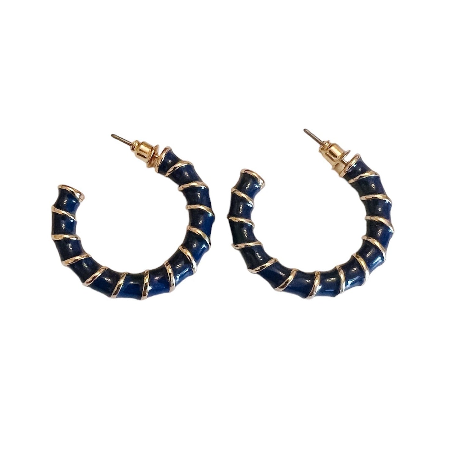 epoxy navy and gold hoops