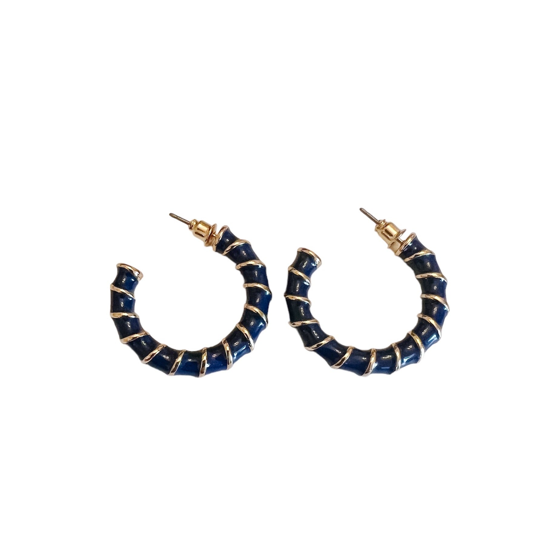 epoxy navy and gold hoops