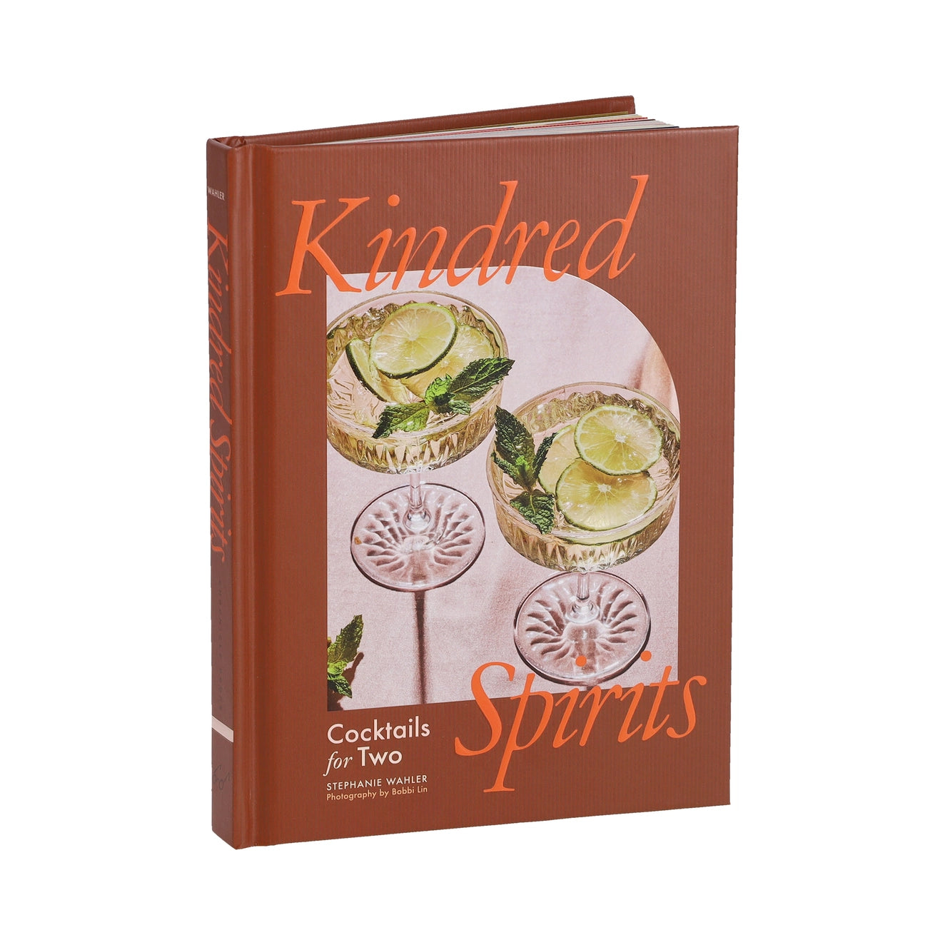 Book titled 'Kindred Spirits' with cocktail illustrations on a white background