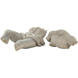 Soul in Stone Sculpture weathered gray torso sculpture in a reclining position on white background