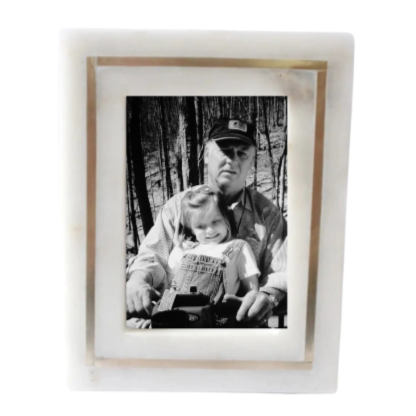 white marble frame, brass inlay, multiple sizes