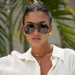 styled gold tortoise aviator sunglasses