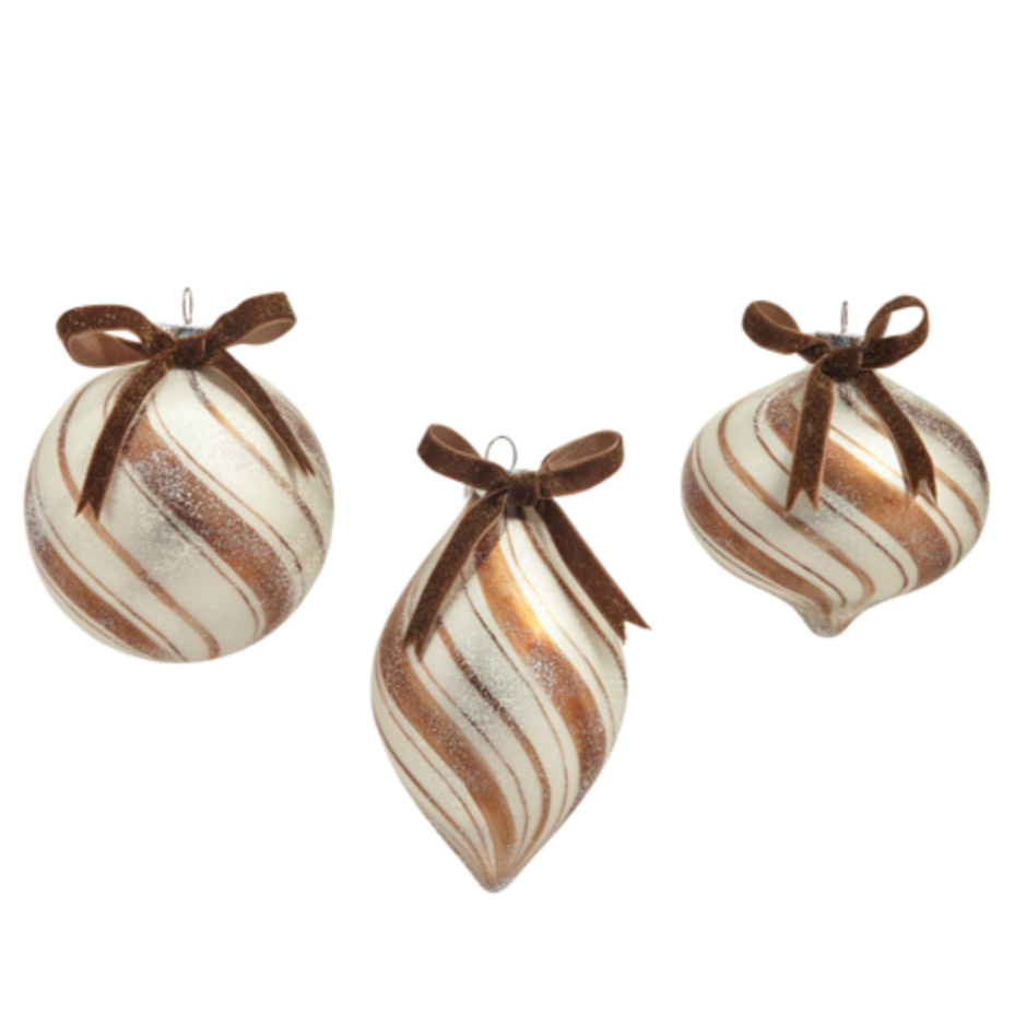 gingerbread swirl ornament, three styles