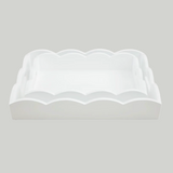 lacquer white scalloped tray, two sizes