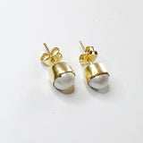 gold and pearl stud earrings