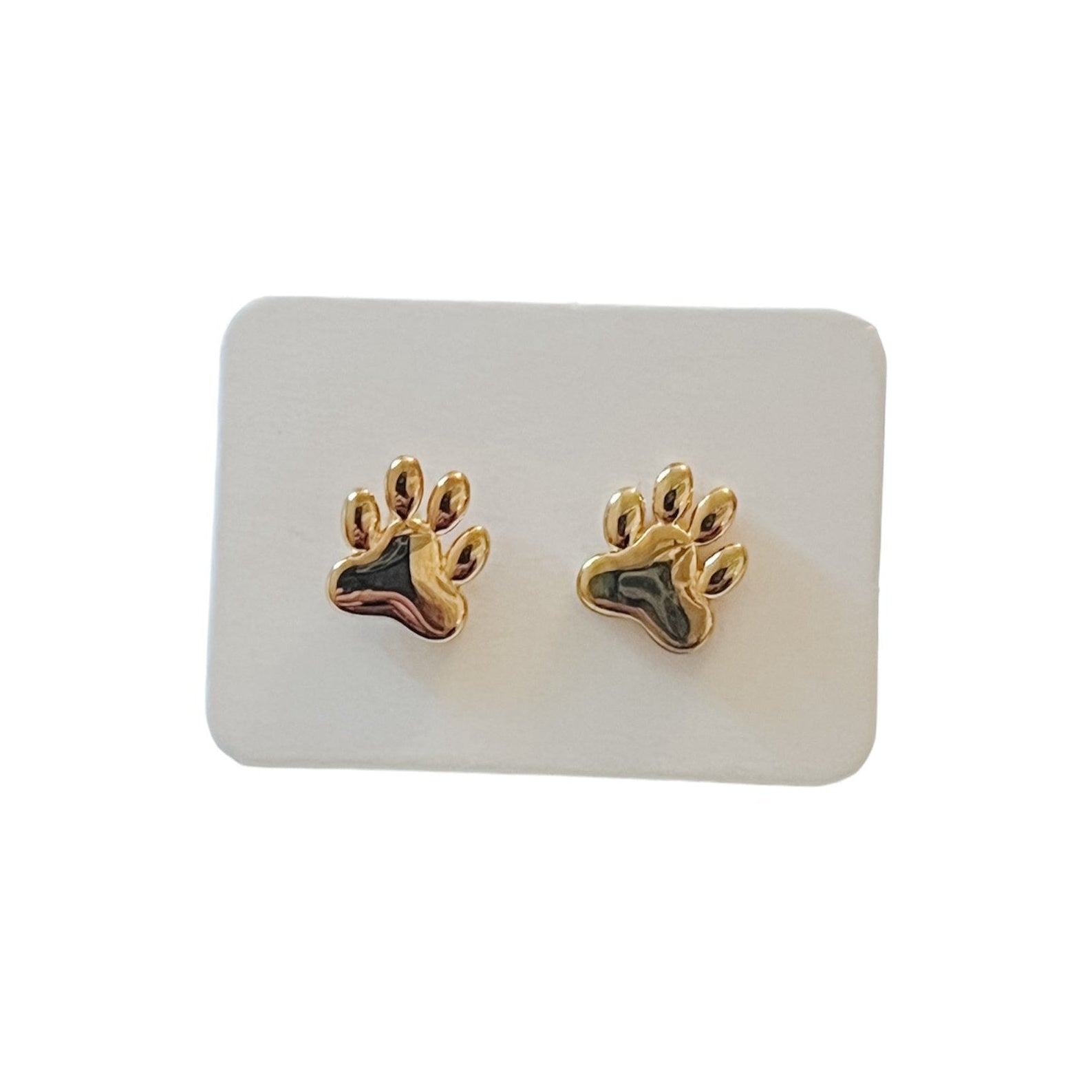 gold paw print stud earrings