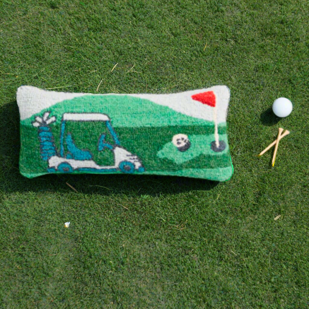 woven hooked golf lumbar pillow