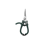 green enameled handled garden pruning shears on a white background