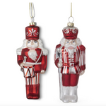 red & white blown glass nutcracker/soldier ornament, two styles