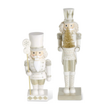 Glittered Resin Cream Gold & Silver Nutcracker, two sizes