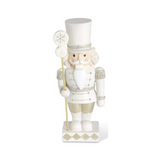 9.5 Inch Glittered Resin Cream Gold & Silver Nutcracker w/LED Tree