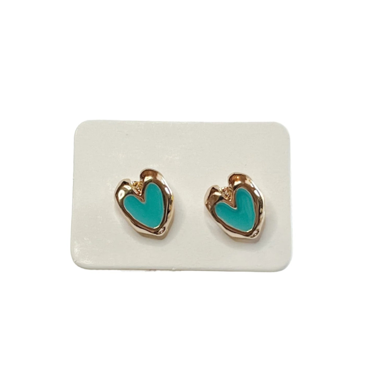 enamel colored blue heart stud earrings