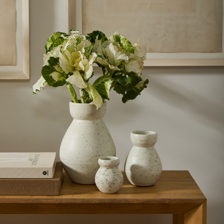 shapely speckled vase, three sizes