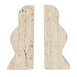 Travertine Wave Bookends, Natural, Set of 2 (Each One Will Vary)