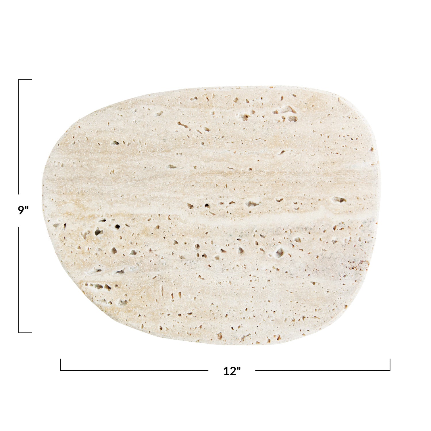 12"L x 9"W Travertine Organic Shaped Cheese/Cutting Board, Natural (Each One Will Vary)