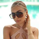 black & brown aviator sunglasses