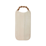 bleached Mango wood board with braided rope side handle, rectangle style