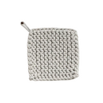 8" Square Cotton Crocheted Pot Holder, ivory