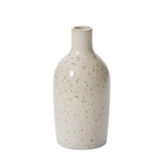 lightly speckled ceramic budvase with a rounded body & small circular opening, large