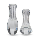 2 Clear Crystal Bud Vases, two sizes